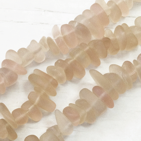 9x6mm Cultured Sea Glass Pebble Beads - Salmon Pink