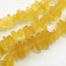 9x6mm Cultured Sea Glass Pebble Beads - Saffron Yellow