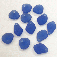 10-15mm Sea Glass Pebble Tiny Drops - Sapphire - Pack of 12