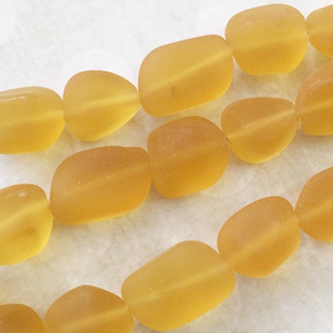 10-15mm Cultured Sea Glass Nugget Beads - Desert Gold