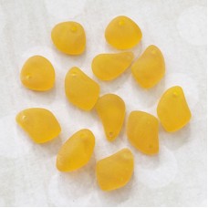 10-15mm Sea Glass Pebble Tiny Drops - Saffron Yellow
