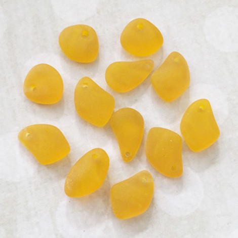 10-15mm Sea Glass Pebble Tiny Drops - Saffron Yellow
