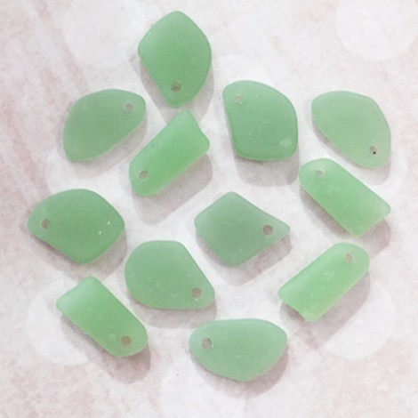 10-15mm Sea Glass Pebble Tiny Drops - Seafoam Green - Pack of 12