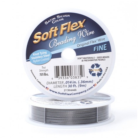 Soft Flex 21 strand Satin Silver Beading Wire .014" - 9.2m (30ft)