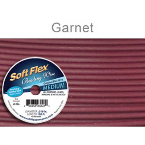 .019" 49St Soft Flex Beading Wire - Garnet - 9.2m
