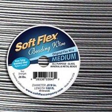 .019" Soft Flex 49str Satin Silver Beading Wire - 30m (100ft)