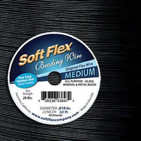 .019" Soft Flex 49 Beading Wire - Black- (30ft) 9.2 metres