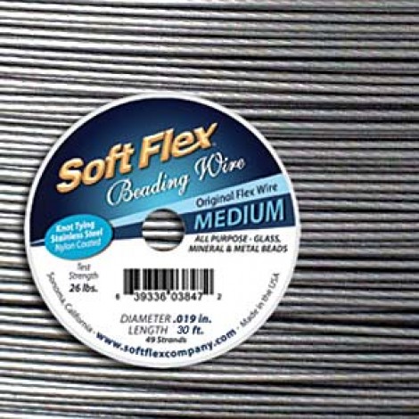 Soft Flex 49 strand Satin Silver Beading Wire .019 - 9.2m