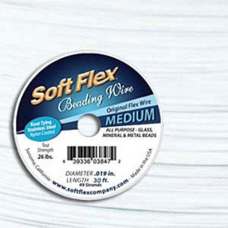 .019" 49St Soft Flex Beading Wire - White - 9.2m