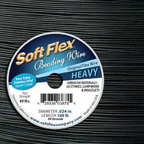 .024" 49st Soft Flex Beading Wire - Black - (100ft) 31m