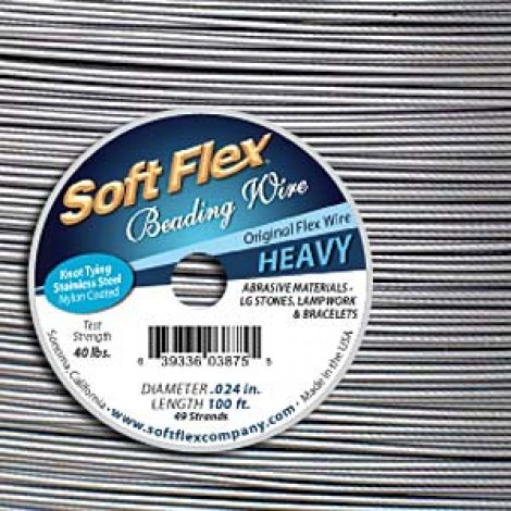 .024" Soft Flex Satin Silver Beading Wire - 31m