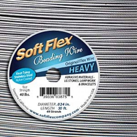 .024" 49st Soft Flex Satin Silver Beading Wire - 9.2m