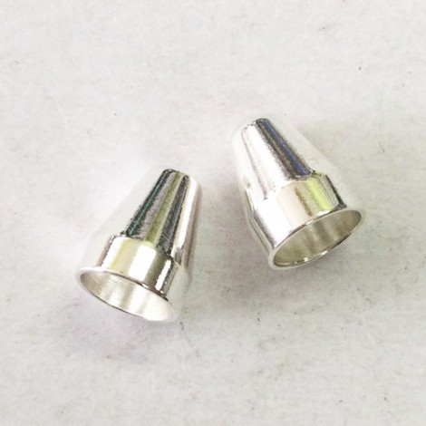 8mm x 5mm Short Cones - Silver Plated - Pack of 12