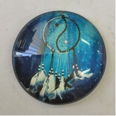 30mm Art Glass Backed Cabochons - Shukaki Dreamcatcher Design 1 - each