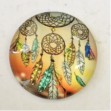 30mm Art Glass Backed Cabochons - Shukaki Dreamcatcher Design 10 - each