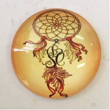 30mm Art Glass Backed Cabochons - Shukaki Dreamcatcher Design 11 - each