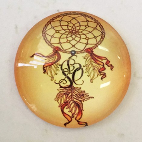 30mm Art Glass Backed Cabochons - Shukaki Dreamcatcher Design 11 - each
