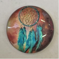 30mm Art Glass Backed Cabochons - Shukaki Dreamcatcher Design 2 - each