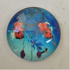30mm Art Glass Backed Cabochons - Shukaki Dreamcatcher Design 3 - each