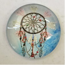 30mm Art Glass Backed Cabochons - Shukaki Dreamcatcher Design 7 - each