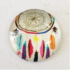 30mm Art Glass Backed Cabochons - Shukaki Dreamcatcher Design 9 - each