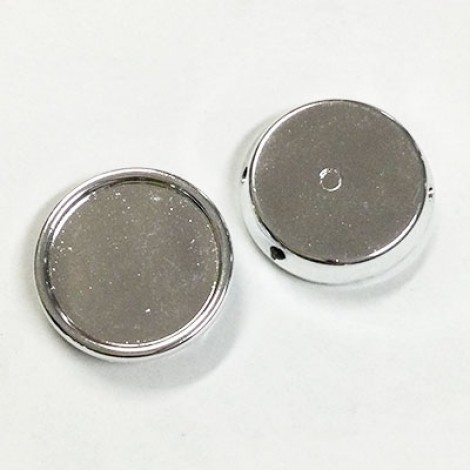 20mm Silver Plated Acrylic 2-Hole Bezel Setting Sliders - Pack of 50