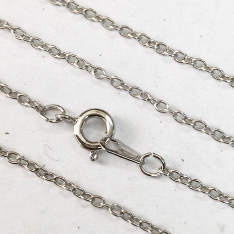 18" (45cm) 1.4mm White Plated (Silver) 1.5mm Medium Cable Necklace Chains - Pack of 2