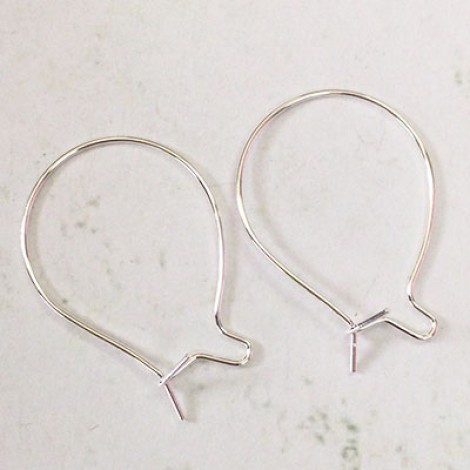 32mm (0.6mm wire) Minimalist Hoop Earwires - Silver Plated