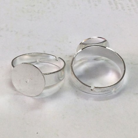 12mm Flat Pad Silver Plated Adjustable Ring Bases