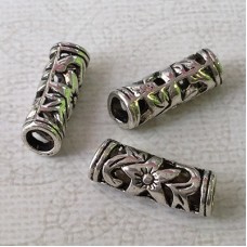 23x8mm Tibetan Filigree Curved Tube Beads with 5mm hole