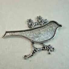 63x42mm Ant Silver Tibetan Style Pendant Bird Bezels - Each