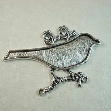 63x42mm Ant Silver Tibetan Style Pendant Bird Bezels