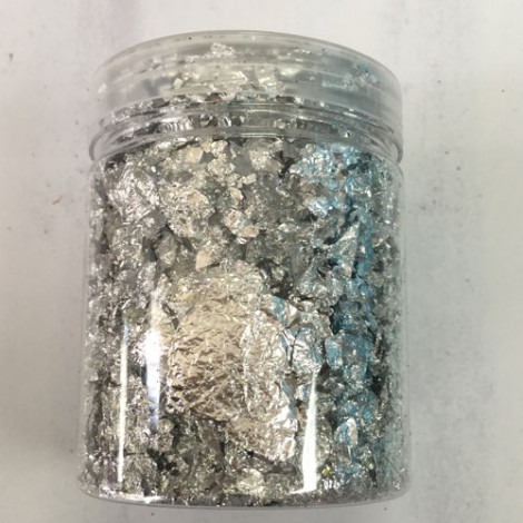 Silver Foil Flakes for Resin or Polymer Clay - 10gm Large Jar