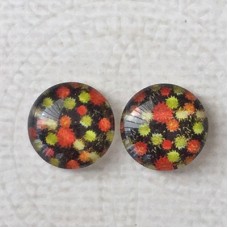 12mm Art Glass Backed Cabochons  - Tokyo Mix 3 - Per Pair