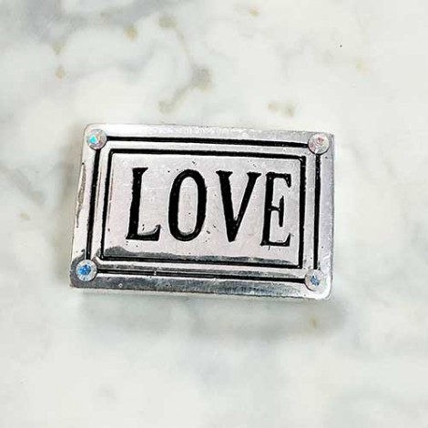20x12mm 2-Hole Love Sliders w/Swarovski Crystals - Crystal AB - Pack of 4 20x12mm 2-Hole Love Sliders w/Swarovski Crystals - Crystal AB - Pack of 4