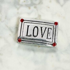 20x12mm 2-Hole Love Sliders w/Swarovski Crystals - Light Siam Red - Pack of 4