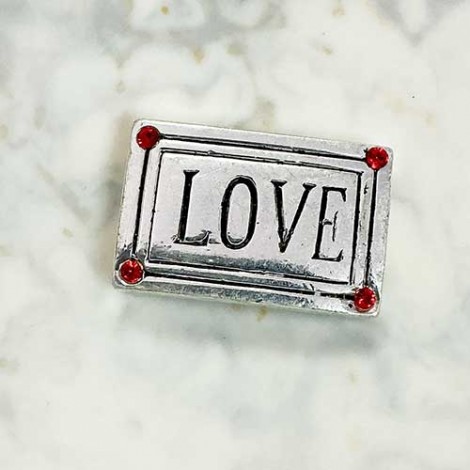 20x12mm 2-Hole Love Sliders w/Swarovski Crystals - Light Siam Red - Pack of 4 20x12mm 2-Hole Love Sliders w/Swarovski Crystals - Light Siam Red - Pack of 4