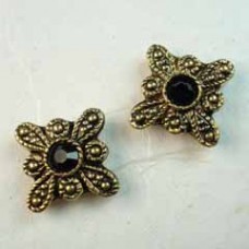12mm Gold Plated Swarovski Crystal 2-Strand Sliders - Jet - Pack of 10