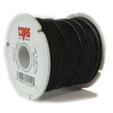 1/8" (3.2mm) Flat Suede Real Leather Lace - Black - Per 5 metres