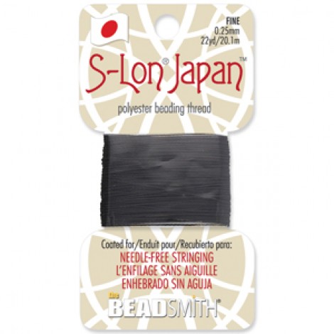 Beadsmith S-Lon Japan Polyester Beading Thread - Fine 0.25mm - 22yd/20.1m - Black