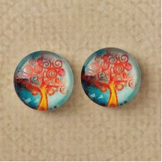 12mm Art Glass Backed Cabochons -  Tree of Life Design 3