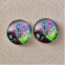 12mm Art Glass Backed Cabochons -  Tree of Life Design 4