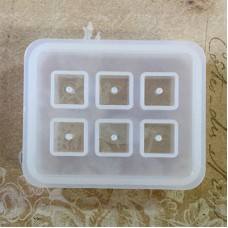 16mm x 6 Compartment Silicone Cube Resin Bead Mould w-Holes