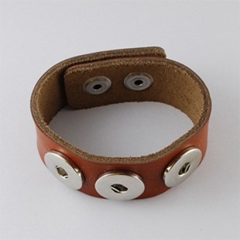 235x26mm Sienna Leather Noosa Style Snap Bracelet