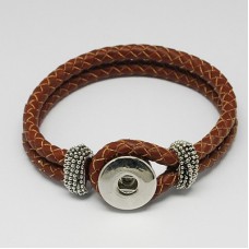 6mm Noosa Style Snap Braided Brown Leather Bracelet - Each