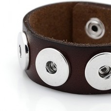 240x24mm Dk Brown Leather Noosa Style Snap Bracelet