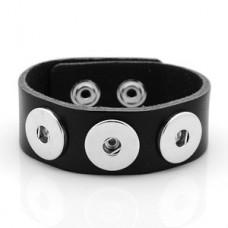 240x24mm Black Leather Noosa Style Snap Bracelet - Each