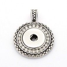Noosa Style Snap Silver Plated Pendant w-Crystals