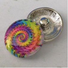 20mm Noosa Style Rainbow Fractal Swirl Enamel Snap Chunks