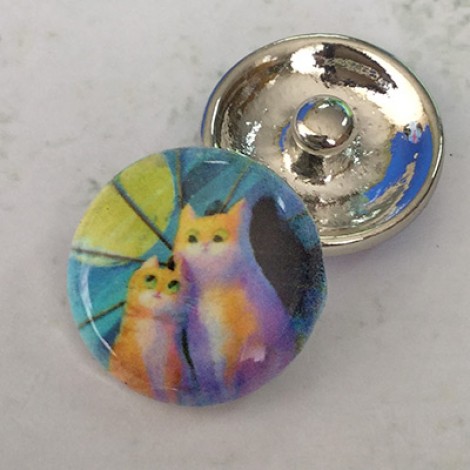 20mm Noosa Style Two Ginger Cats Enamel Snap Chunks
